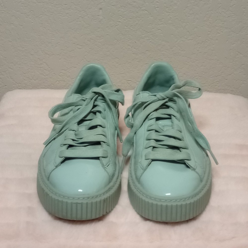 Puma Basket Leather Green Shoes Women's Size 6